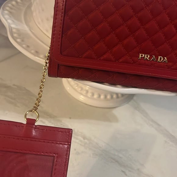 Prada Red Quilted Wallet with Leather Trim - Picture 9 of 15